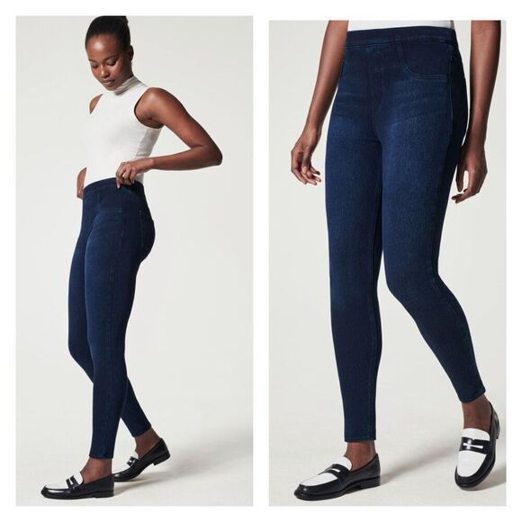 NWT Spanx Women's Slim Fit Jean-ish Ankle Leggings Blue Dark Wash Size Medium - Picture 1 of 11